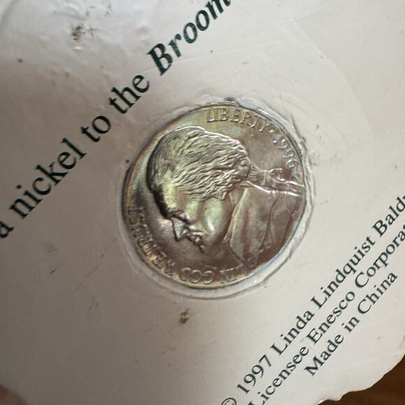 Vintage Broomsnickle Ghost Pumpkin Figurine Linda Lindquist Baldwin Enesco 1997 - Picture 2 of 10